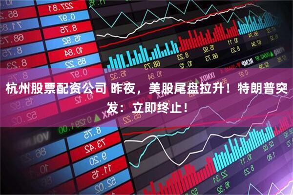 杭州股票配资公司 昨夜，美股尾盘拉升！特朗普突发：立即终止！